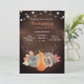 Rustikaler Kürbis-Kürbisreißer-Erntedank Einladung (Stehend Vorderseite)