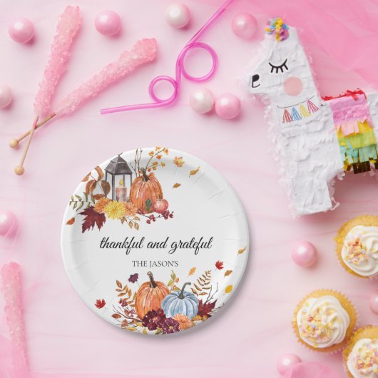 Rustikaler Kürbisfall Erntedank Papier Teller (Party)