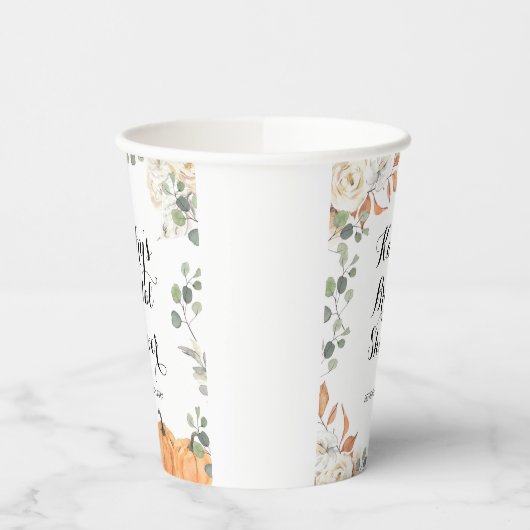 Rustikaler Kürbisfall in Liebe Boho Blumenpapierkä Pappbecher (Links)