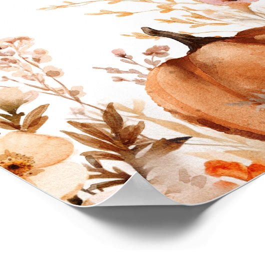 Rustikaler Kürbisfall Wiese Willkommen Poster (Ecke)