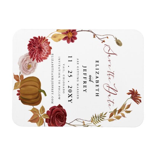 Rustikaler Kürbisherbst Save the Date Magnet (Horizontal)