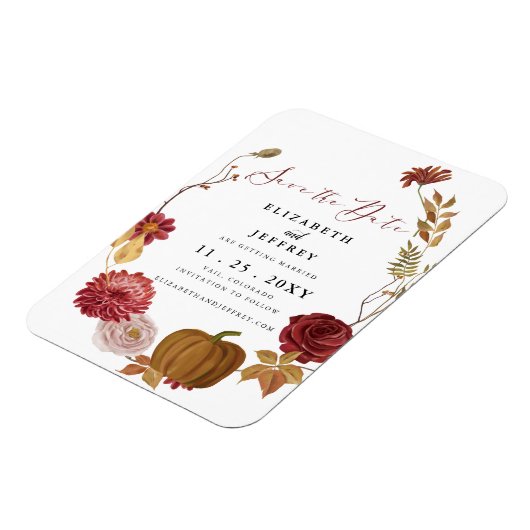 Rustikaler Kürbisherbst Save the Date Magnet (Linke Seite)