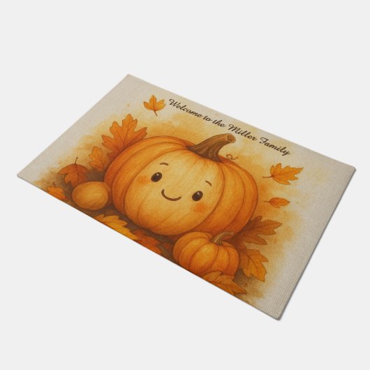 rustikaler Kürbisname Fußmatte (Schrägansicht)