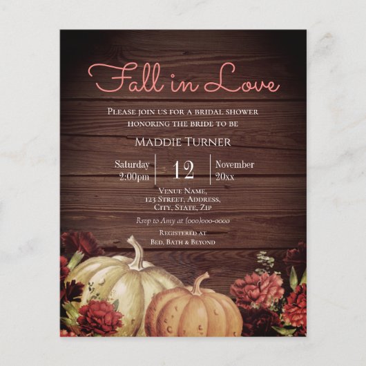 Rustikaler Kürkin | Einladung zur Brautdusche (Vorderseite)