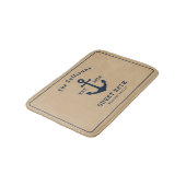 Rustikaler Küstenanker Navy Beige Benutzername Badematte (Schrägansicht)