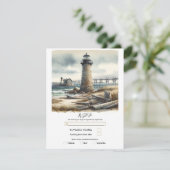 Rustikaler KüstenLeuchtturm Seaside Beach UAWG Einladung (Stehend Vorderseite)