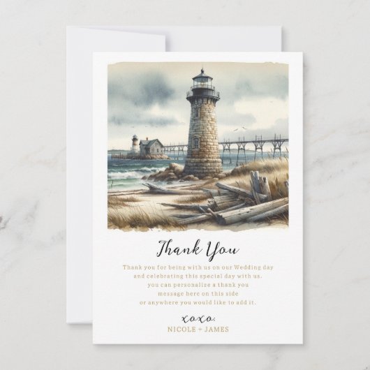 Rustikaler KüstenLeuchtturm Seaside Beach Vielen D Einladung (Vorderseite)