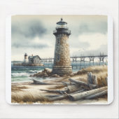Rustikaler KüstenLeuchtturm Strand Mousepad (Vorne)