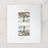 Rustikaler KüstenLeuchtturm Strandtisch Platzkarte (Außenseite Aufgefaltet)