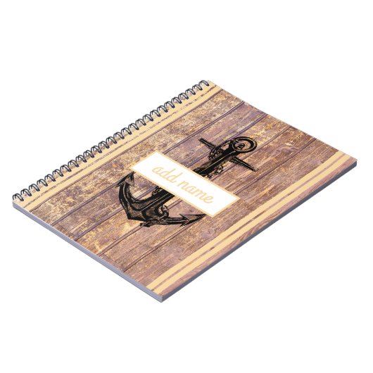 Rustikaler Küstenwachs Gelber Name Nautiker Notizblock (Linke Seite)