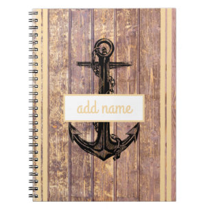 Rustikaler Küstenwachs Gelber Name Nautiker Notizblock