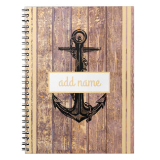 Rustikaler Küstenwachs Gelber Name Nautiker Notizblock