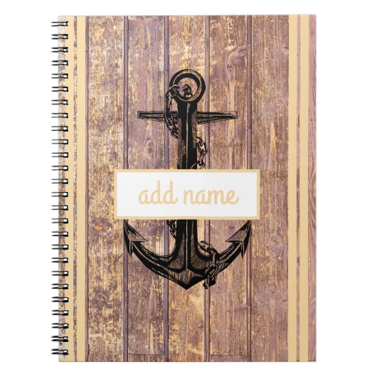 Rustikaler Küstenwachs Gelber Name Nautiker Notizblock (Vorderseite)