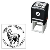 Rustikaler Lama #2 Round Library Book Name Permastempel (Beispiel)