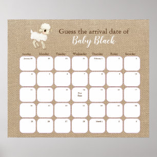 Rustikaler Lamm-Baby-Shower-Termin-Kalender-Plakat Poster