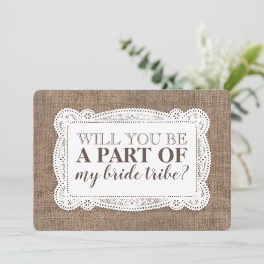 Rustikaler Land-Brautjungfern-/Trauzeugin-Antrag Einladung (Stehend Vorderseite)