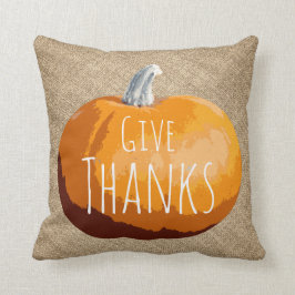 Rustikaler Land-Erntedank-Kürbis Kissen