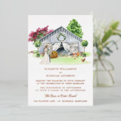 Rustikaler Landbetrieb | Elegant Barn Wedding Folieneinladung (Stehend vorne)