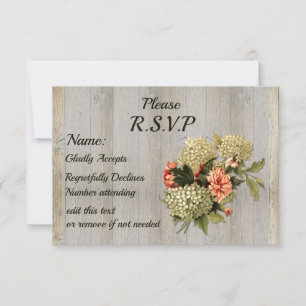 Rustikaler Landchic, Altes Holz und Blume UAWG RSVP Karte