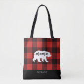 Rustikaler Landflanell-Mama-Bär-Monogramm Tasche (Vorderseite)