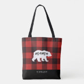 Rustikaler Landflanell-Mama-Bär-Monogramm Tasche (Rückseite)