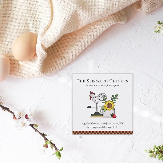 Rustikaler Landhühnerrooster QR-Bus Quadratische Visitenkarte