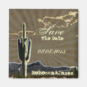 Rustikaler Landkaktus, der Save the Date wedding Magnet