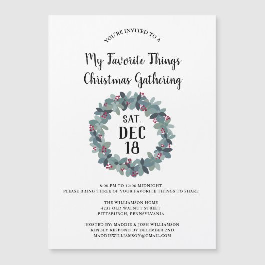 Rustikaler Landkranz Kariertes Weihnachtsgeschenk Magnetkarte (Vorderseite)