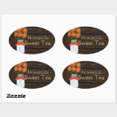 Rustikaler Landkreis Mason Jar Homemade Sweet Tee Ovaler Aufkleber (Blatt)