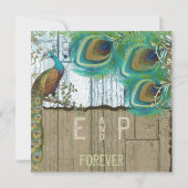 Rustikaler Landpfau Vintag 3 Federn Altes Holz Einladung (Rückseite)