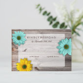 Rustikaler Landstall mit gelbem und Aquamarinem Da RSVP Karte (Stehend Vorderseite)