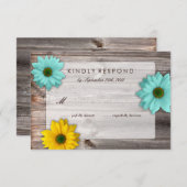 Rustikaler Landstall mit gelbem und Aquamarinem Da RSVP Karte (Vorne/Hinten)