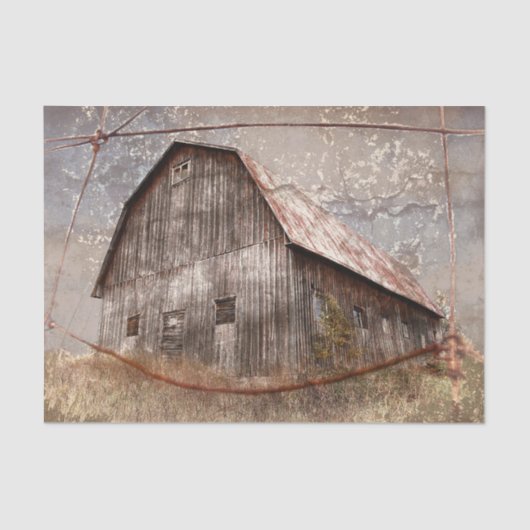 Rustikaler Landstall Vintage Textur Grau Sky Seidenpapier (Vorderseite)