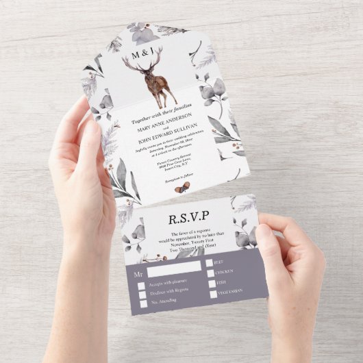 Rustikaler Landsteg Wasserfarbenfall Topaz All In One Einladung (Abreißen)