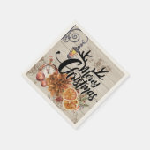 Rustikaler Landstil und Holz Weihnachten Serviette (Ecke)