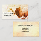 Rustikaler Langkornkuh-Sepia-Brauch Visitenkarte (Vorne/Hinten)