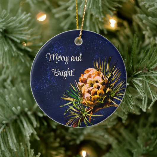 Rustikaler Lärchenkegel Keramik Ornament (Baum)