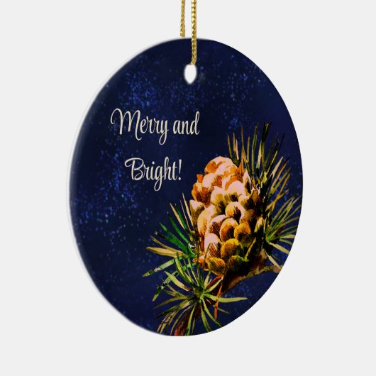 Rustikaler Lärchenkegel Keramik Ornament (Rechts)