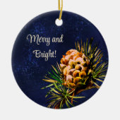 Rustikaler Lärchenkegel Keramik Ornament (Vorne)