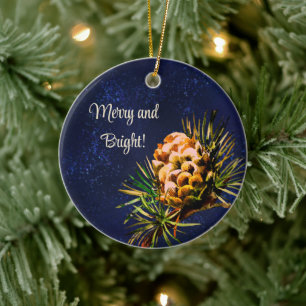Rustikaler Lärchenzapfen Keramik Ornament