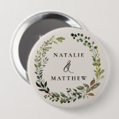 Rustikaler Laubkranz Herbst Winterhochzeit Party Button (Vorne & Hinten)