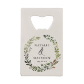 Rustikaler Laubkranz Herbst Winterhochzeit Party Geldbeutel Flaschenöffner (Rückseite)