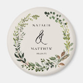 Rustikaler Laubkranz Herbst Winterhochzeit Party Magnet (Vorne)