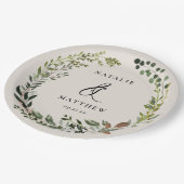 Rustikaler Laubkranz Herbst Winterhochzeit Party Pappteller (Schrägansicht)