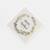Rustikaler Laubkranz Herbst Winterhochzeit Party Serviette (Ecke)