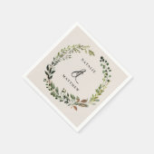 Rustikaler Laubkranz Herbst Winterhochzeit Party Serviette (Ecke)