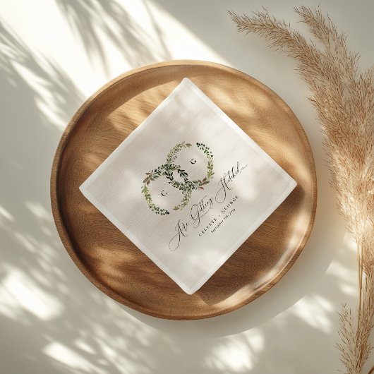 Rustikaler Laubkranz Herbst Winterhochzeit Party Serviette