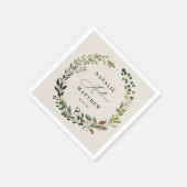 Rustikaler Laubkranz Herbst Winterhochzeit Party Serviette (Ecke)