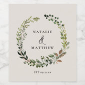 Rustikaler Laubkranz Herbst Winterhochzeit Party Weinetikett (Einzelnes Label)