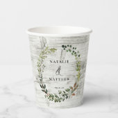 Rustikaler Laubkranz Hochzeitsfeier Pappbecher (Rückseite)